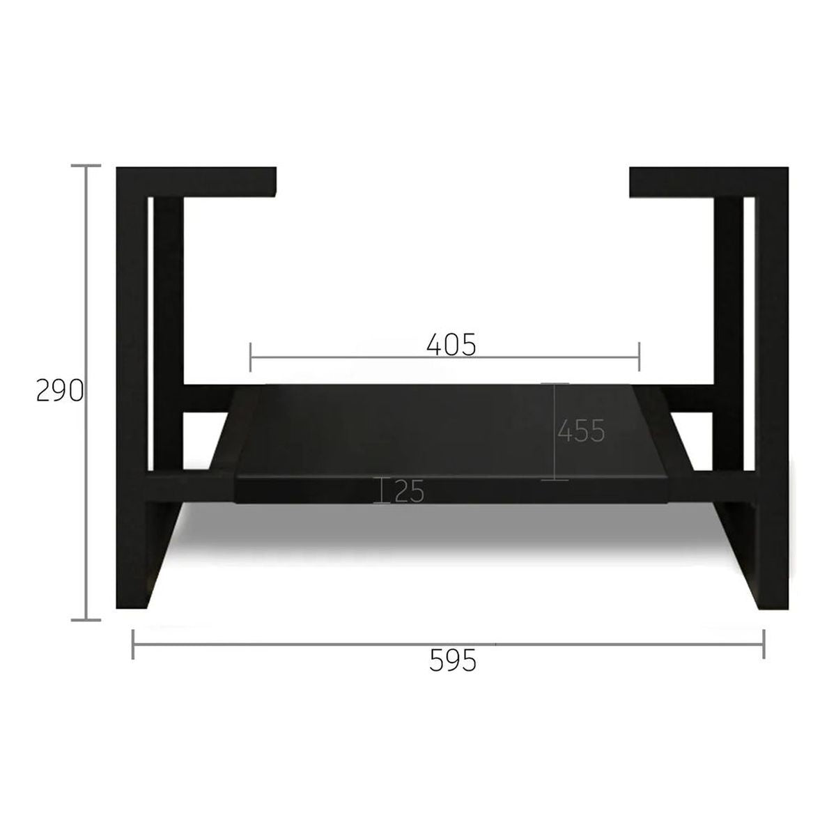 Otti Leg Marlo 600X450 Matte Black - (Leg Only)