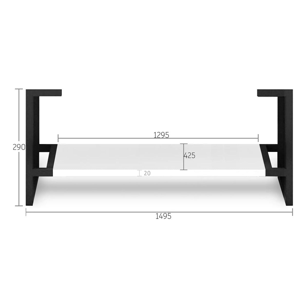 Otti Leg Noosa 1500X450 Matte White - (Leg Only)