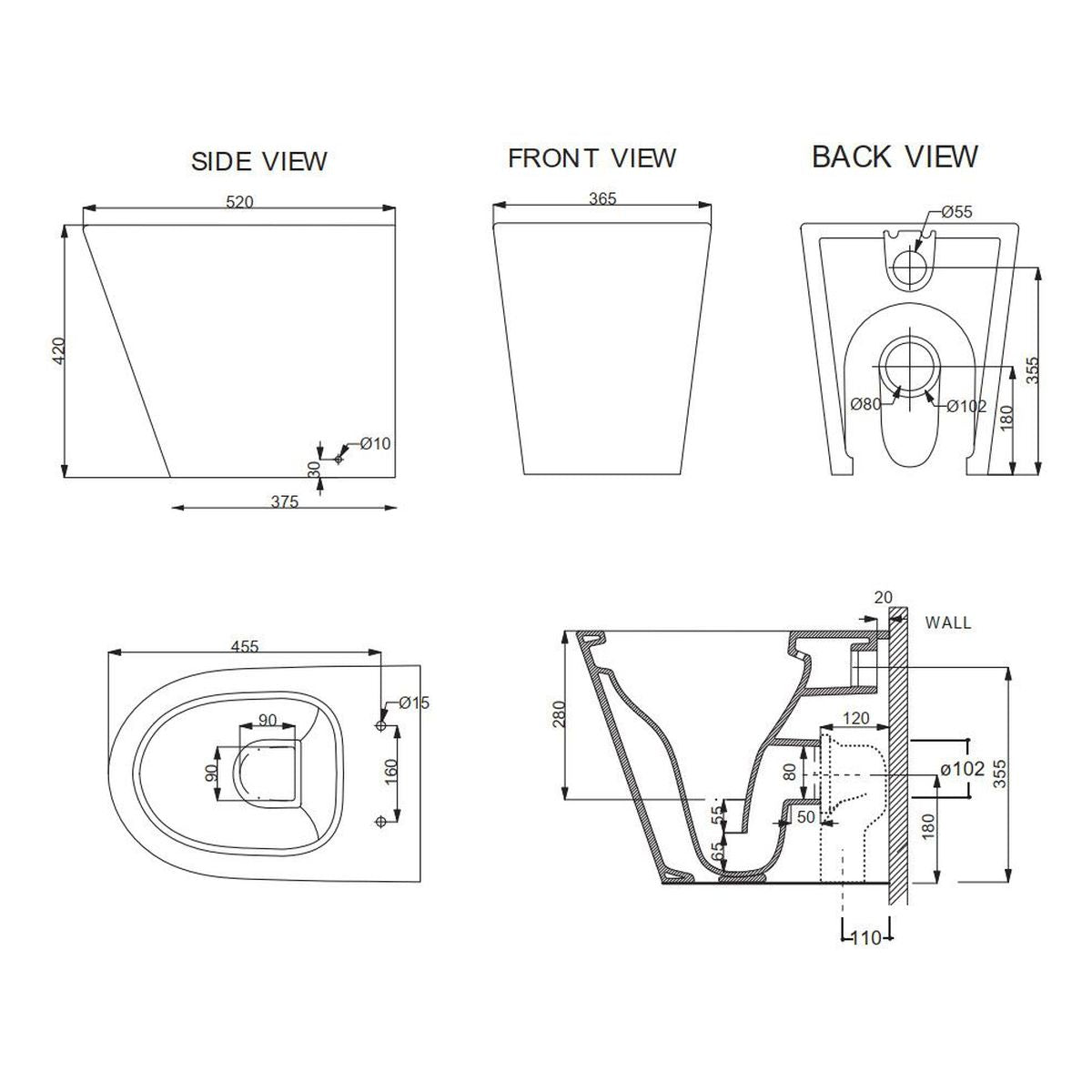 Studio Bagno Manhattan Toilet Package - Matte White Slim Flush Plate