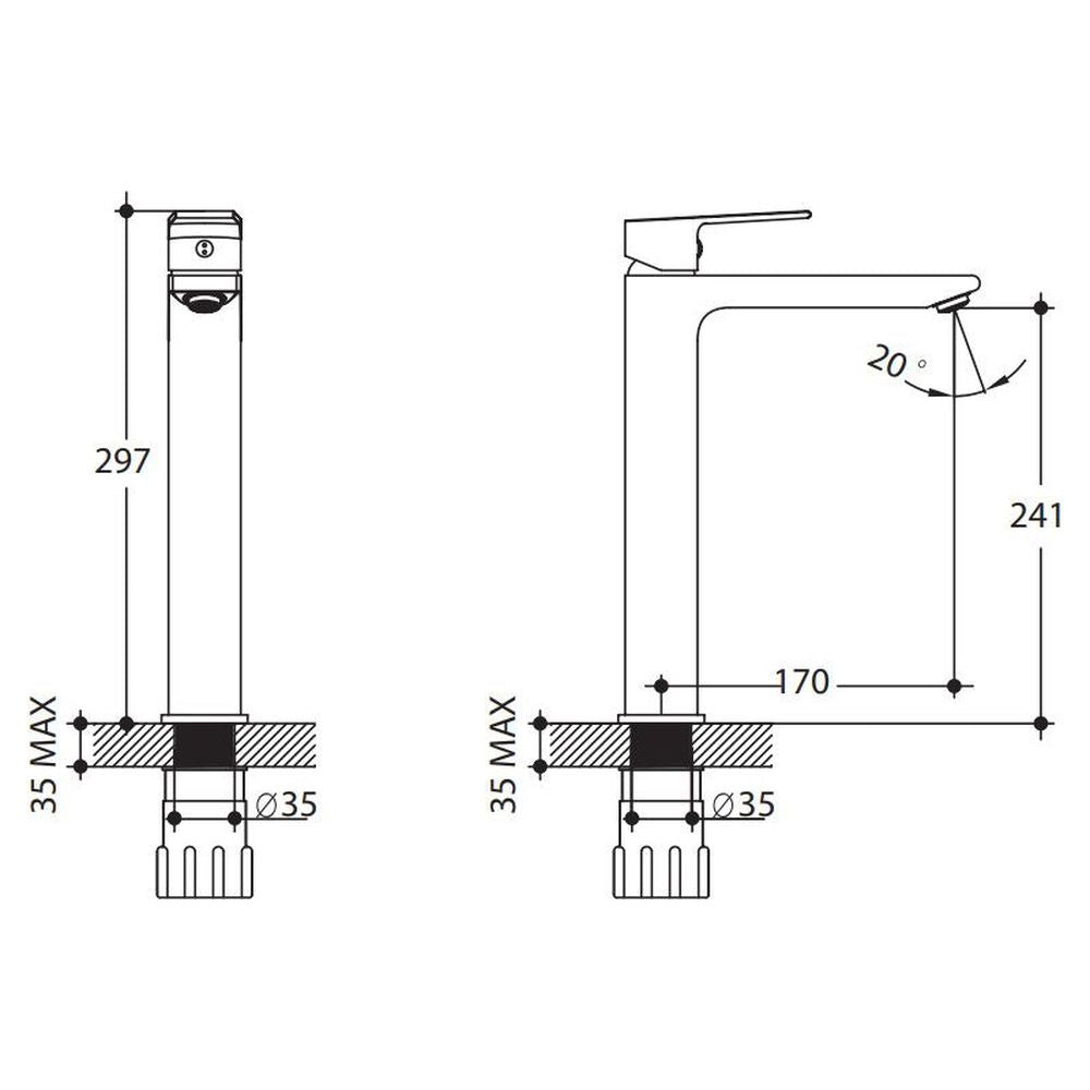 Studio Bagno Manhattan High-Rise Basin Mixer - Chrome