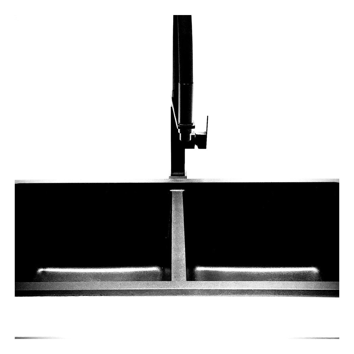Square Flexible Kitchen Mixer Tap Matte Black