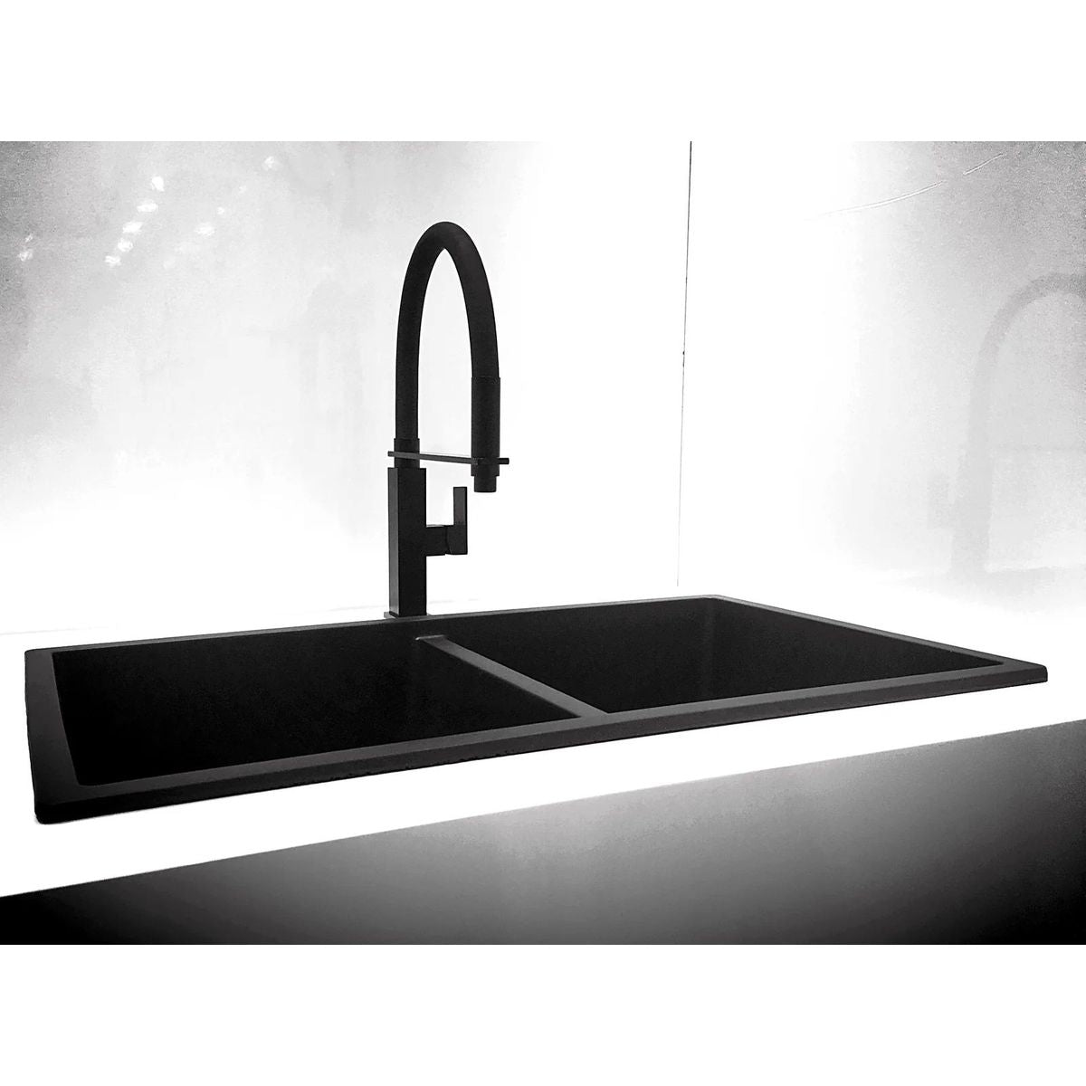 Square Flexible Kitchen Mixer Tap Matte Black