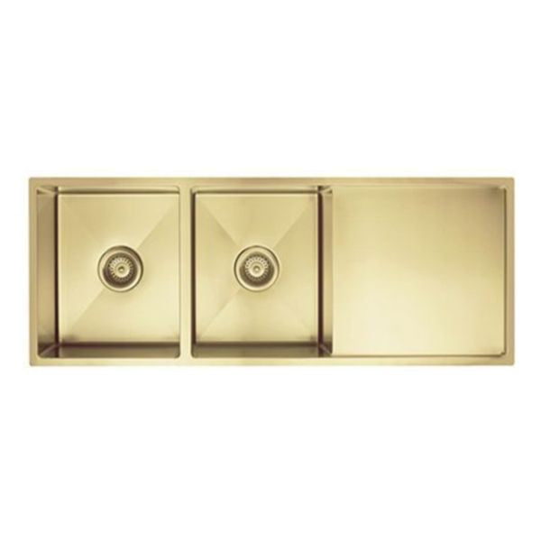 Meir Kitchen Sink Double Bowl & Drainboard 1160 x 440, Tiger Bronze