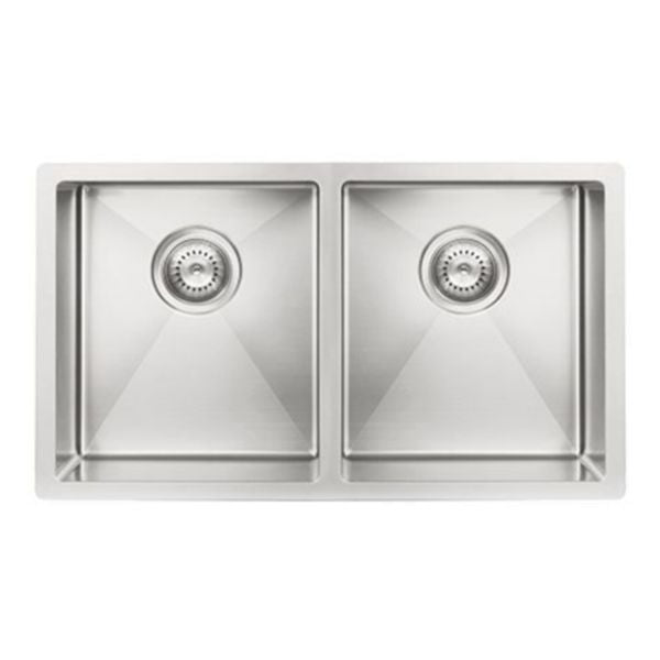 Meir Kitchen Sink Double Bowl 760 x 440, Brushed Nickel