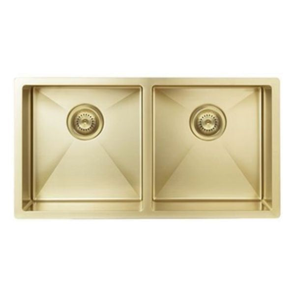 Meir Kitchen Sink Double Bowl 860 x 440, Tiger Bronze