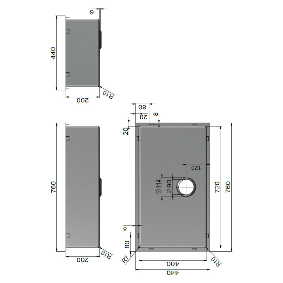 Meir Kitchen Sink - Single Bowl 760 x 440, Brushed Gunmetal