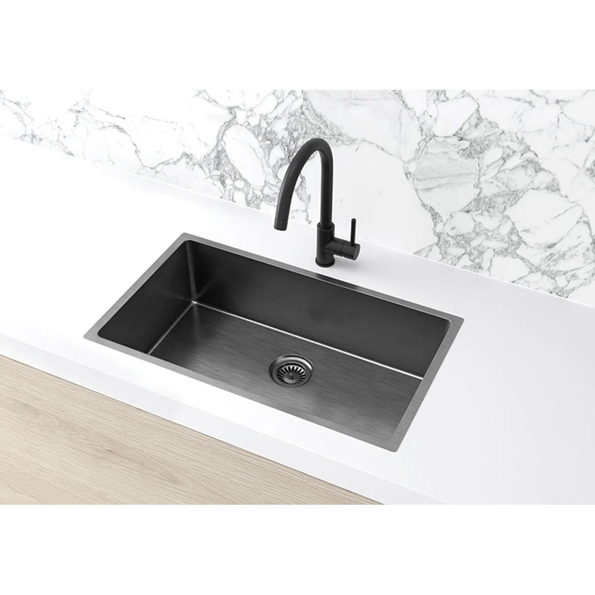 Meir Kitchen Sink - Single Bowl 760 x 440, Brushed Gunmetal
