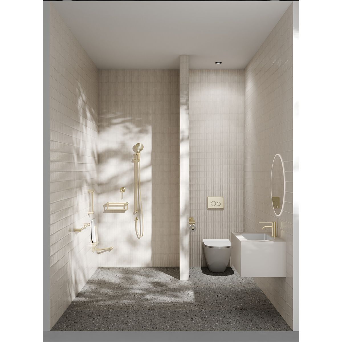 Nero Mecca Care 25mm Grab Rail With Shelf 450mm Brushed Gold