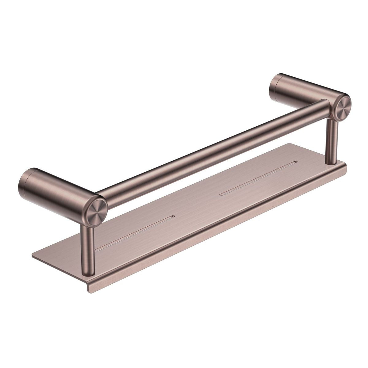 Nero Mecca Care 25mm Grab Rail With Shelf 450mm Brushed Bronze