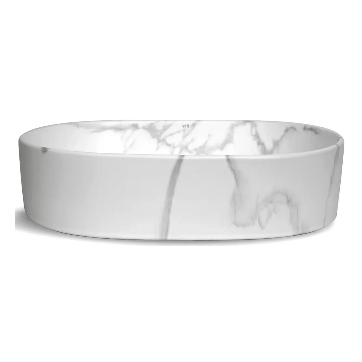 Otti Quay Oval Above Counter Basin 500x340x120, Gloss Carrara