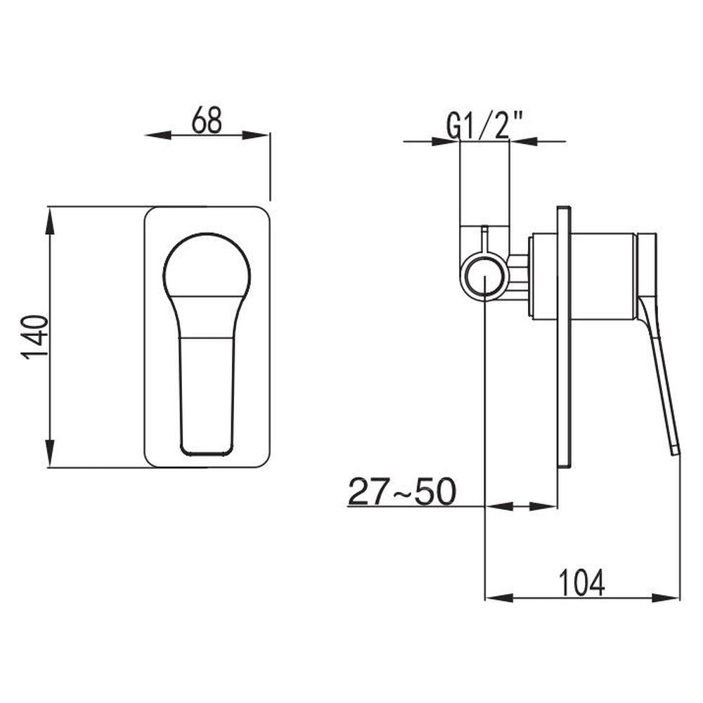 Studio Bagno Pop Shower/Bath Mixer - Matte Black