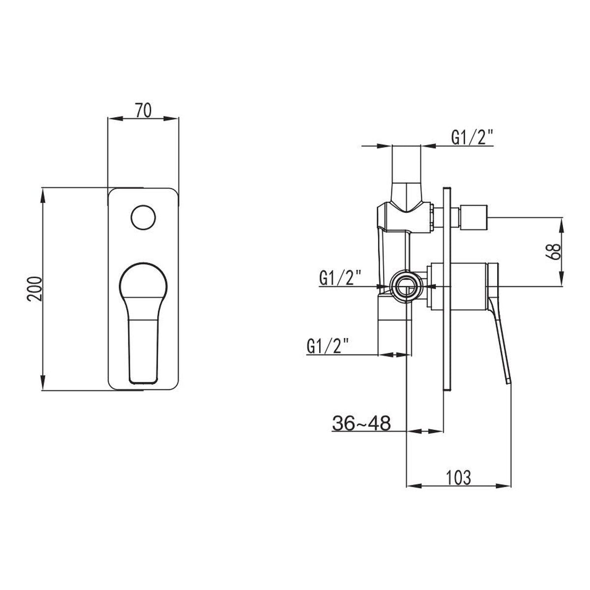Studio Bagno Pop Shower/Bath Mixer With Diverter - Brushed Nickel