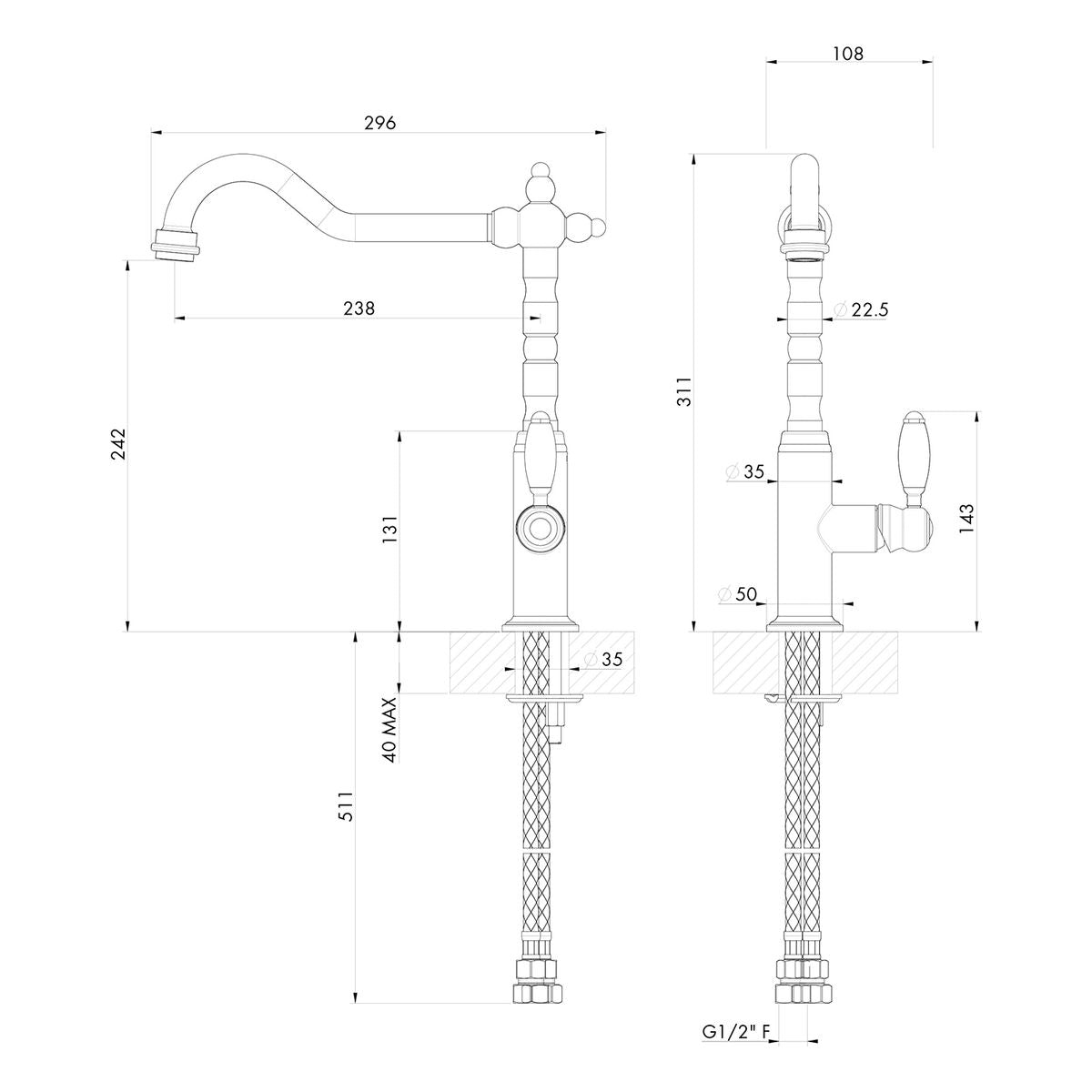 Turner Hastings Providence Single Mixer Tap - Matte Black