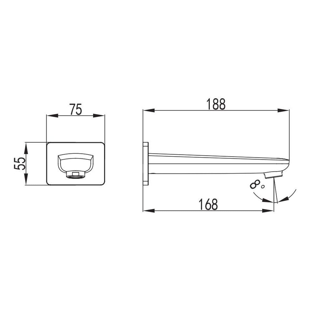 Studio Bagno 180mm Bath Spout - Chrome