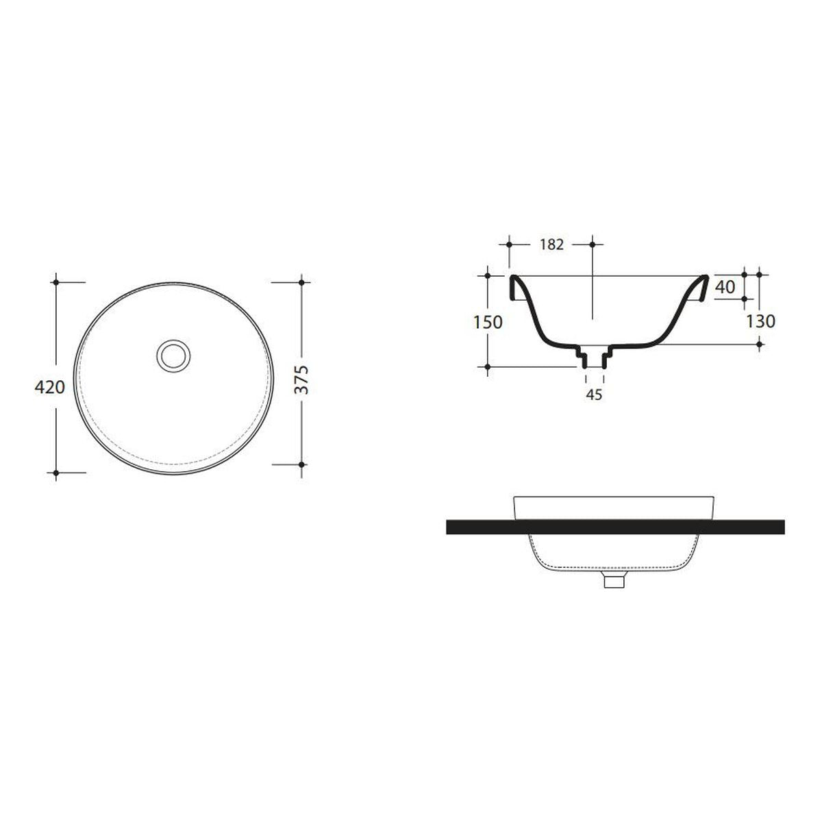Studio Bagno Soul 1 Inset Basin - No Taphole, Matte White