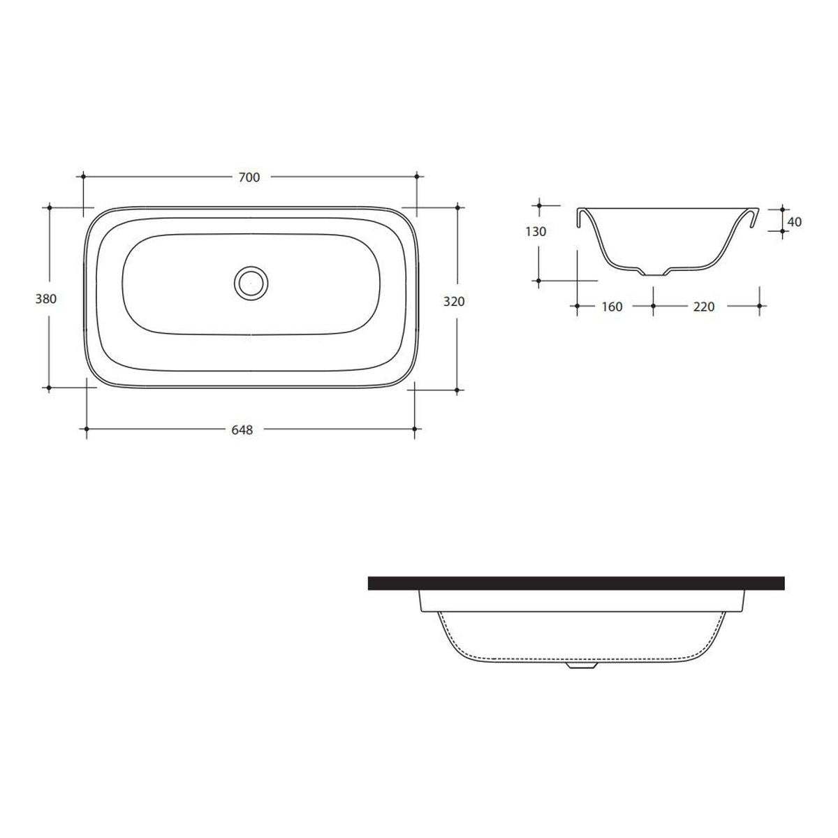 Studio Bagno Soul 3 Undercounter Basin - No Taphole, Matte White
