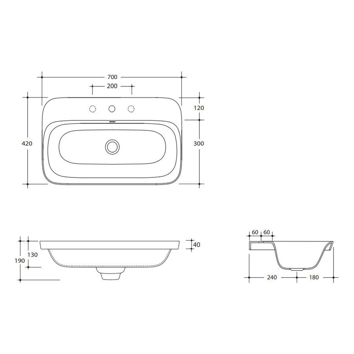 Studio Bagno Soul 5 Inset Basin - 1 Taphole