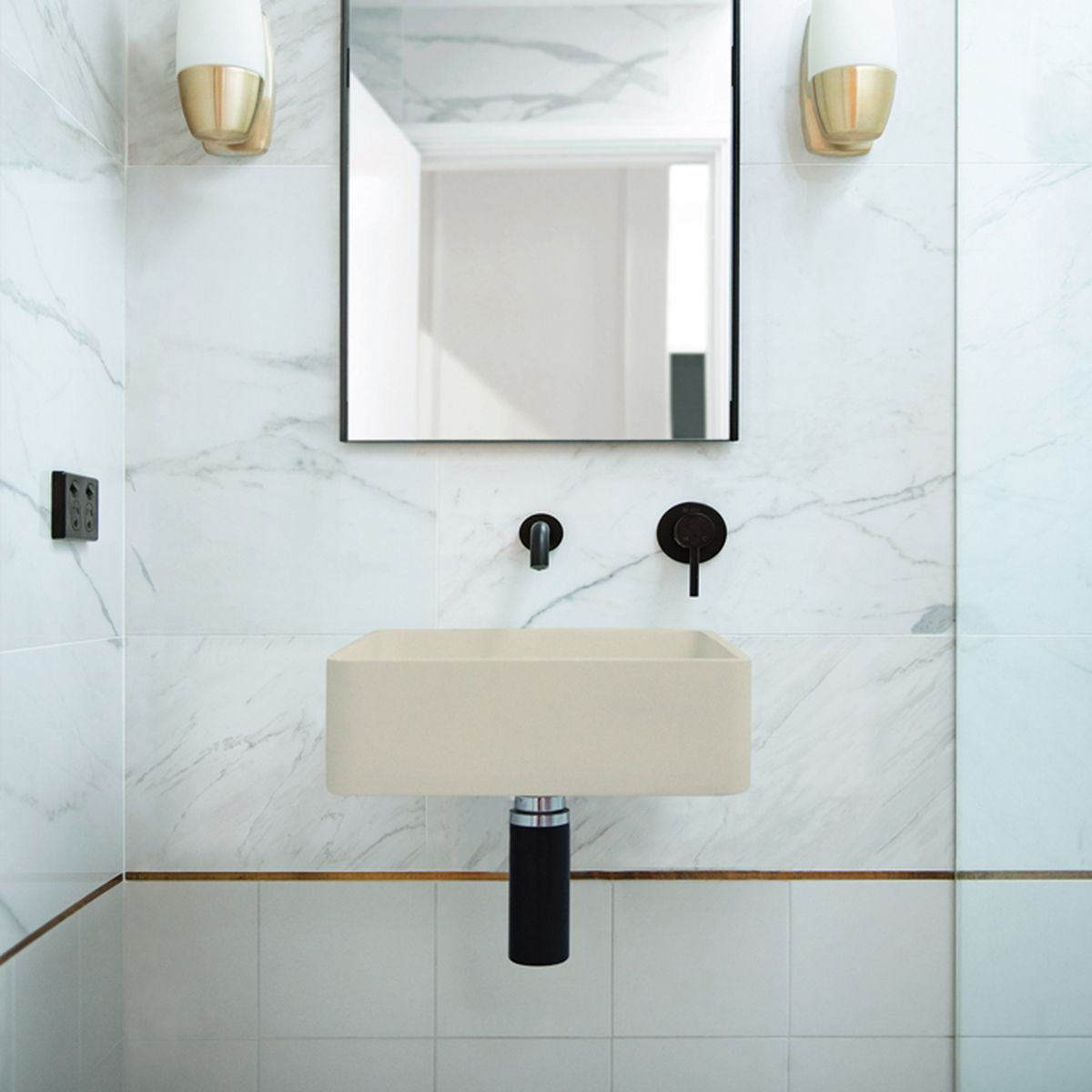 Nood Wall Mount Vesl Square Basin in Mushroom