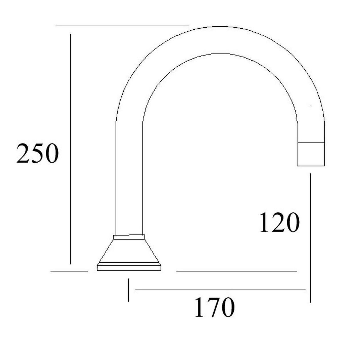 Waterfall Hob Spa Spout 170mm Chrome