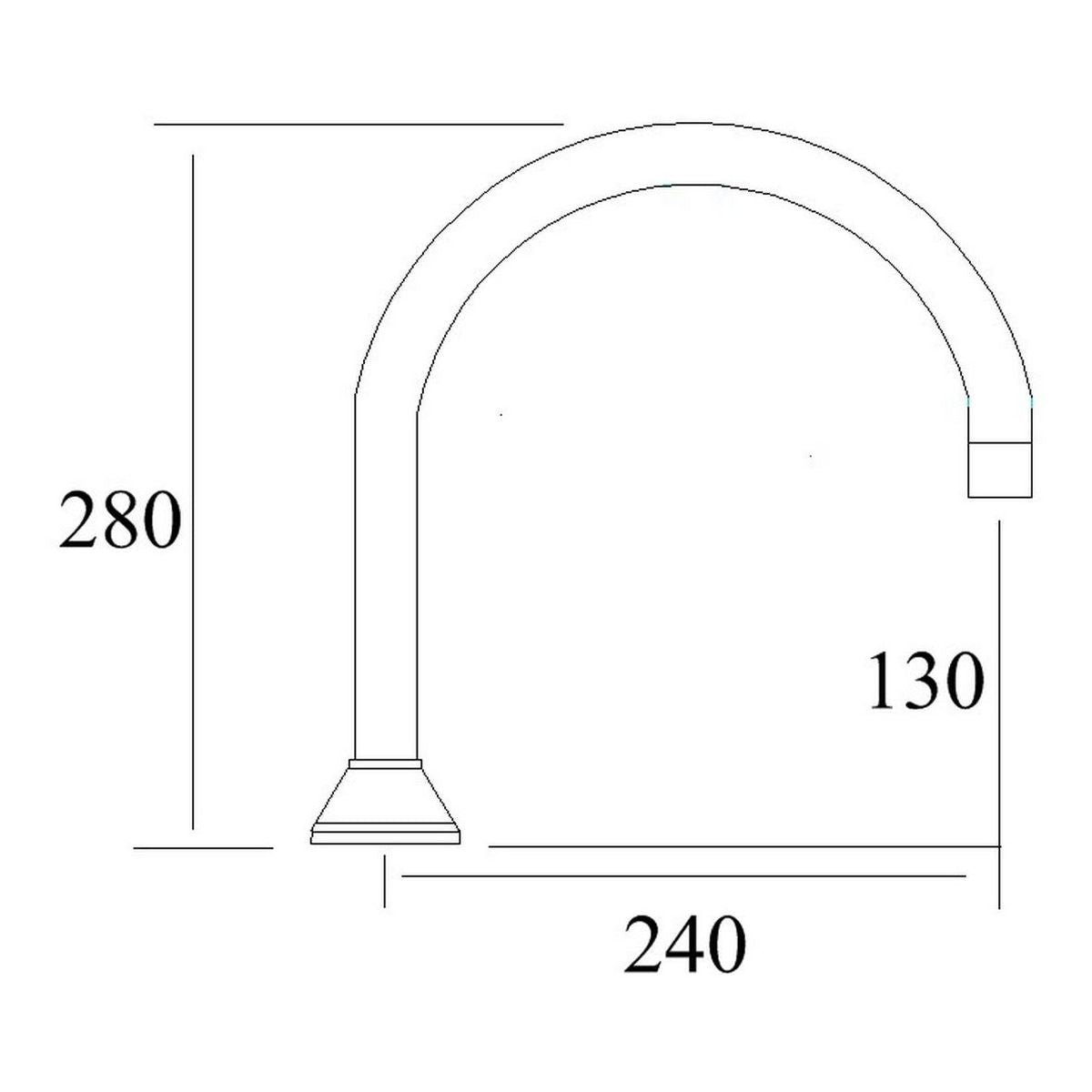 Waterfall Hob Spa Spout 240mm Chrome