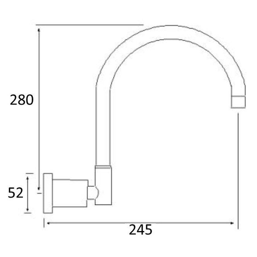 Waterpoint Wall Spa Spout 245mm Chrome