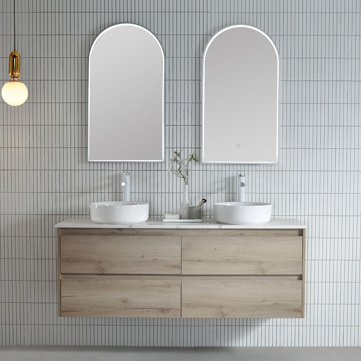 Arch 500DM LED Mirror with Dimester and Portable Magnifier - Georgian Metal