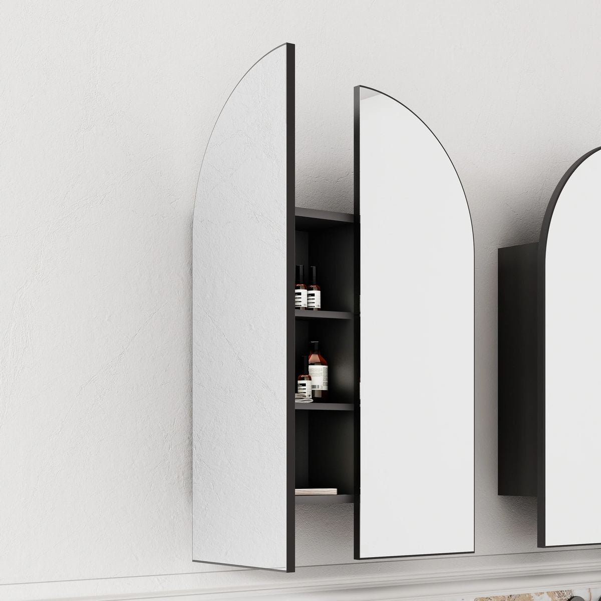 Archied 750x1200mm Shaving Cabinet in Matte Black