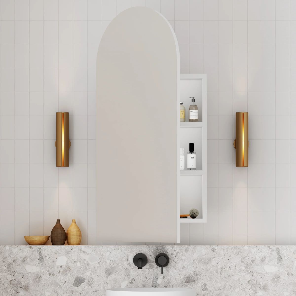 Archied 450x900mm Shaving Cabinet in Matte White - Left Hand Hinge