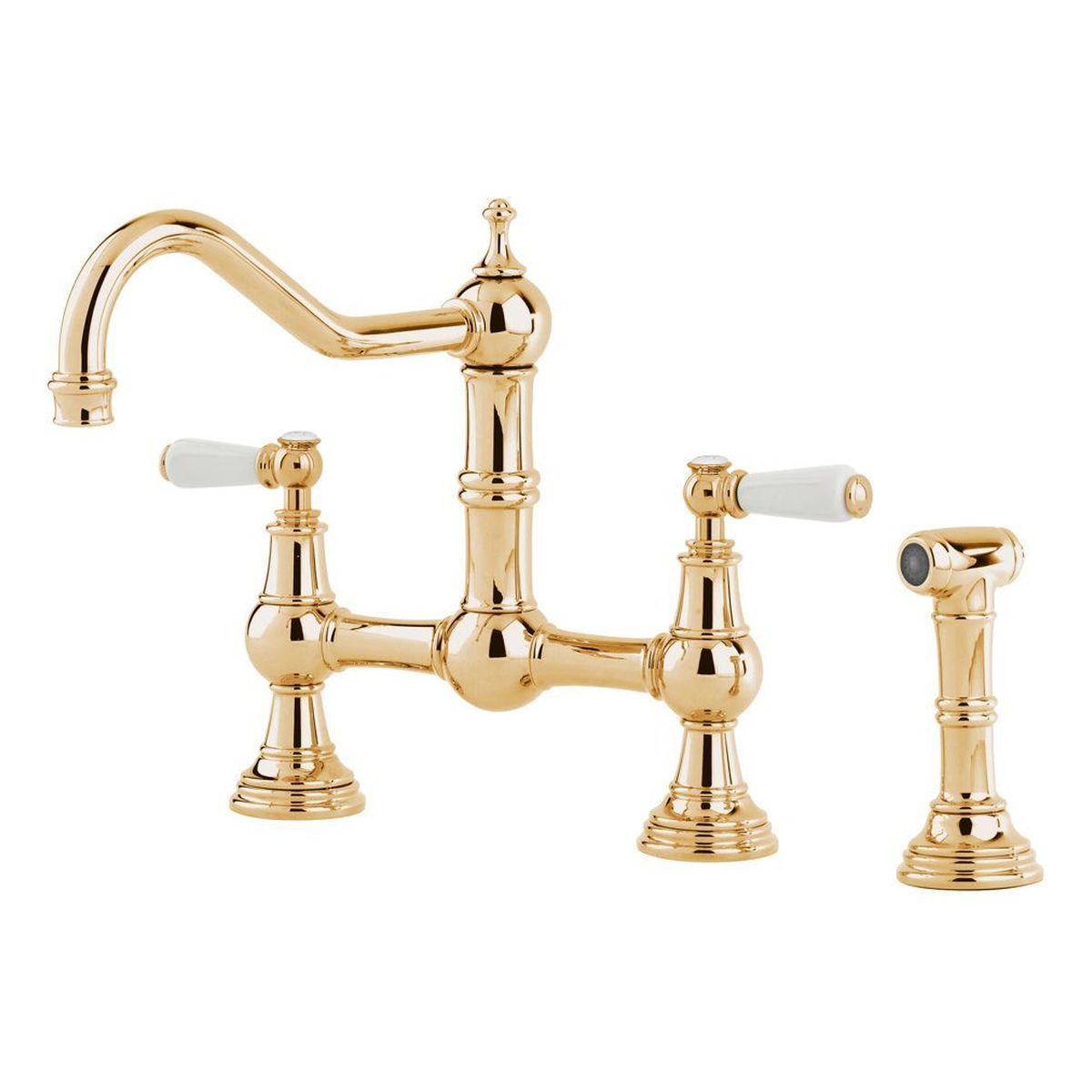 Shaws by Perrin & Rowe Hambleton Kitchen Mixer with Spray Rinse, Polished Brass