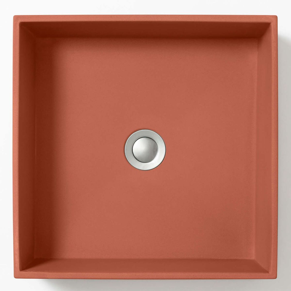 Baly Square Concrete Vessel Basin - Terracotta