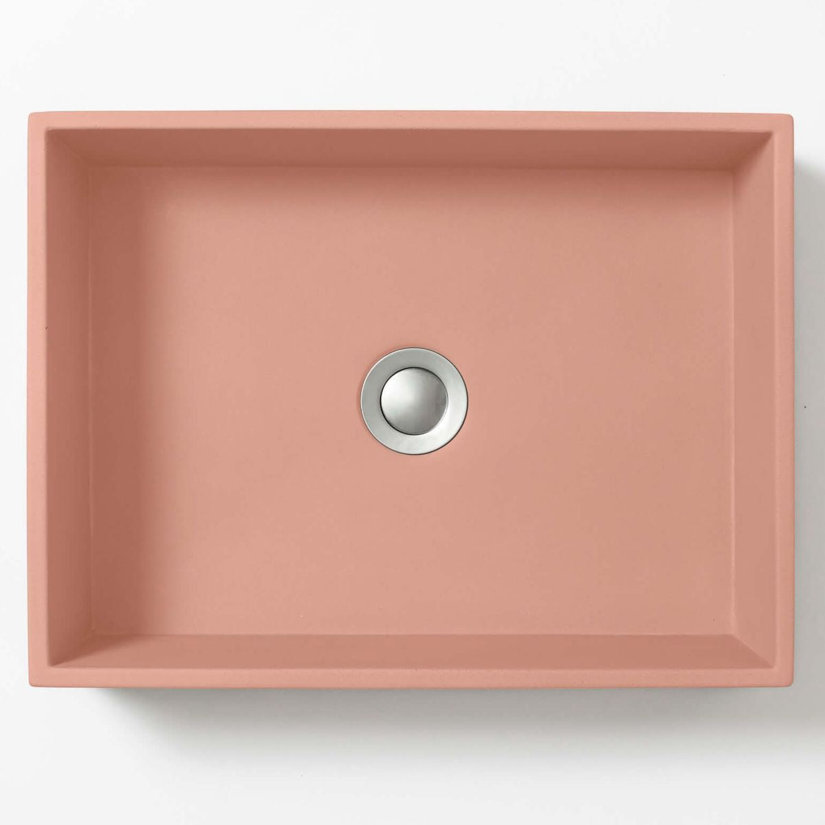 Baly Medium Rectangular Concrete Vessel Basin - Rose