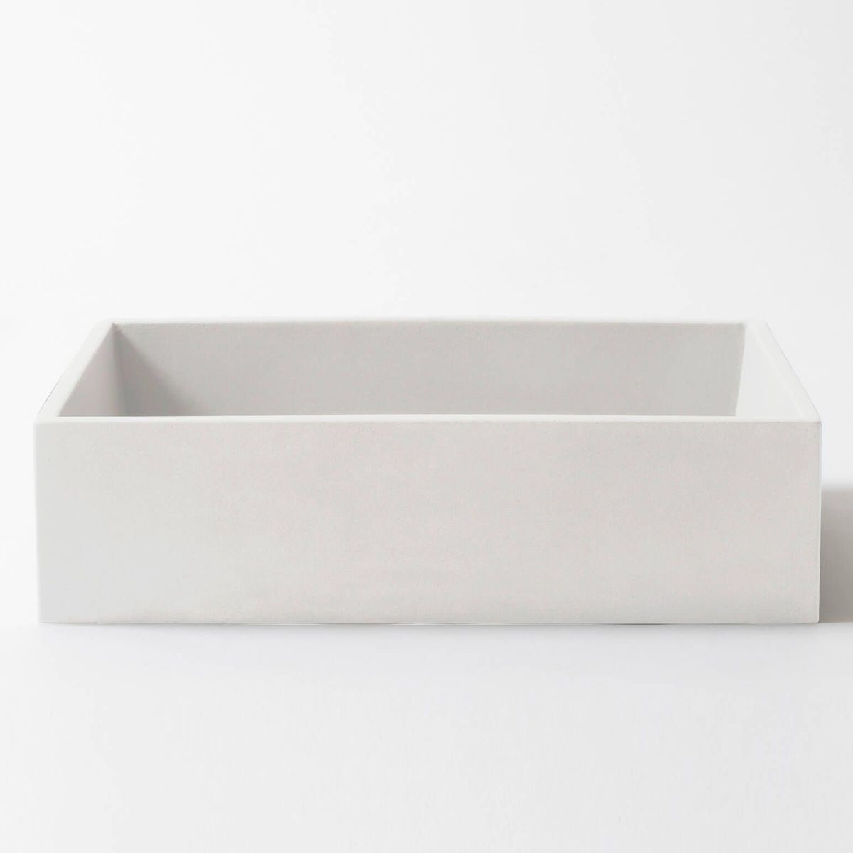 Baly Medium Rectangular Concrete Vessel Basin - White
