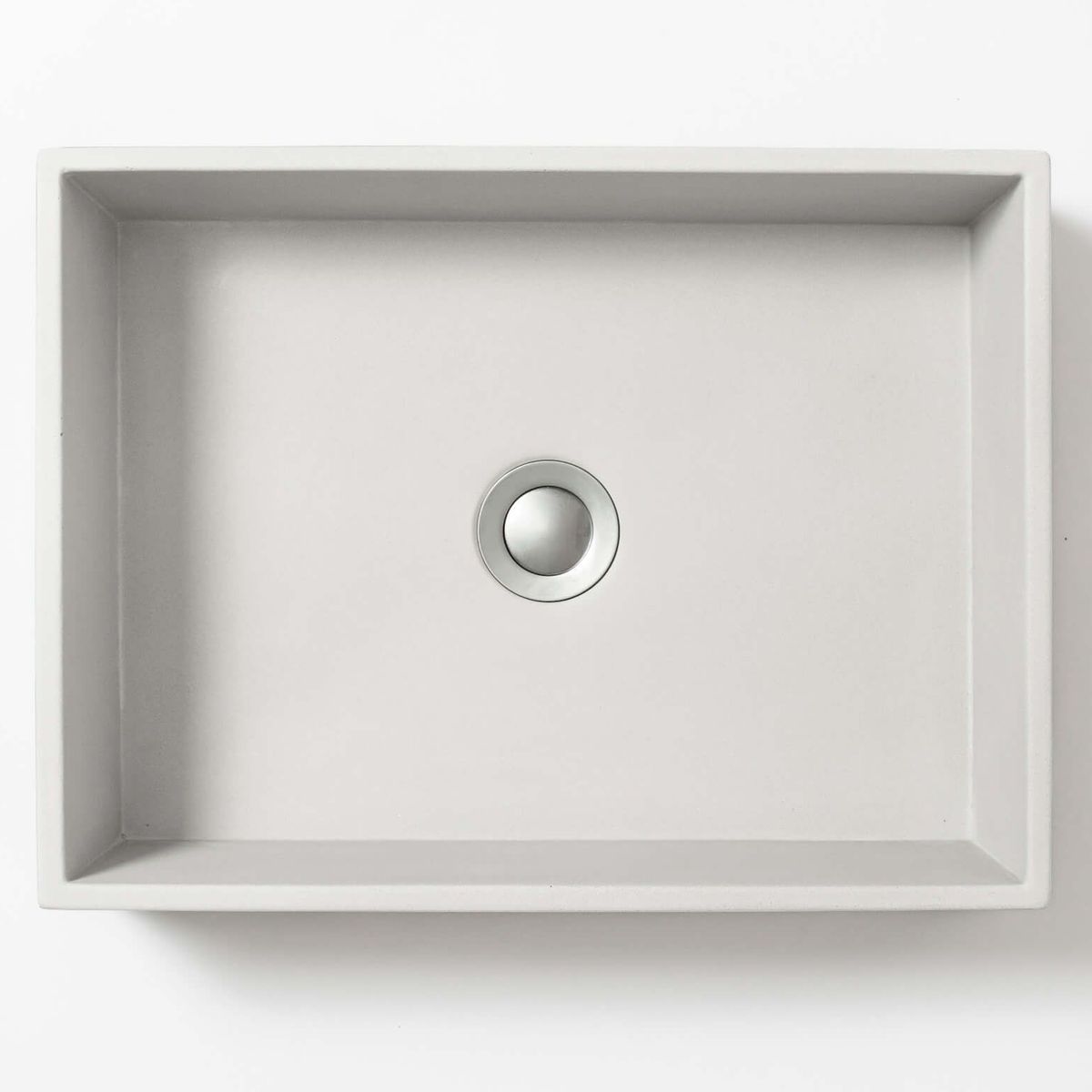 Baly Medium Rectangular Concrete Vessel Basin - White