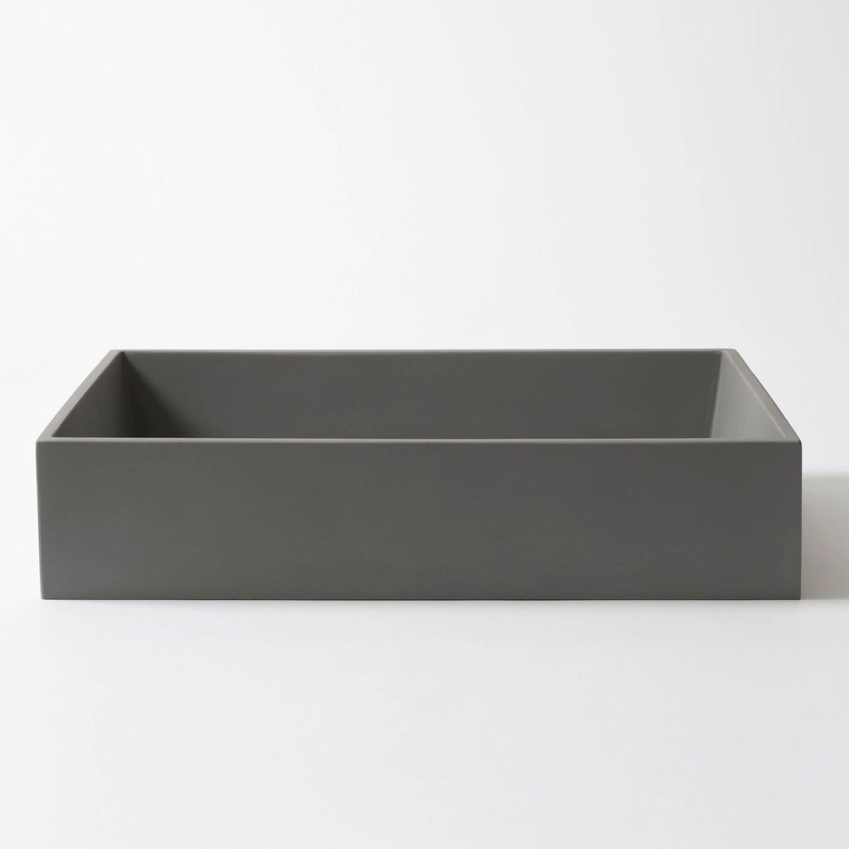 Baly Large Rectangular Concrete Vessel Basin - Dark Grey