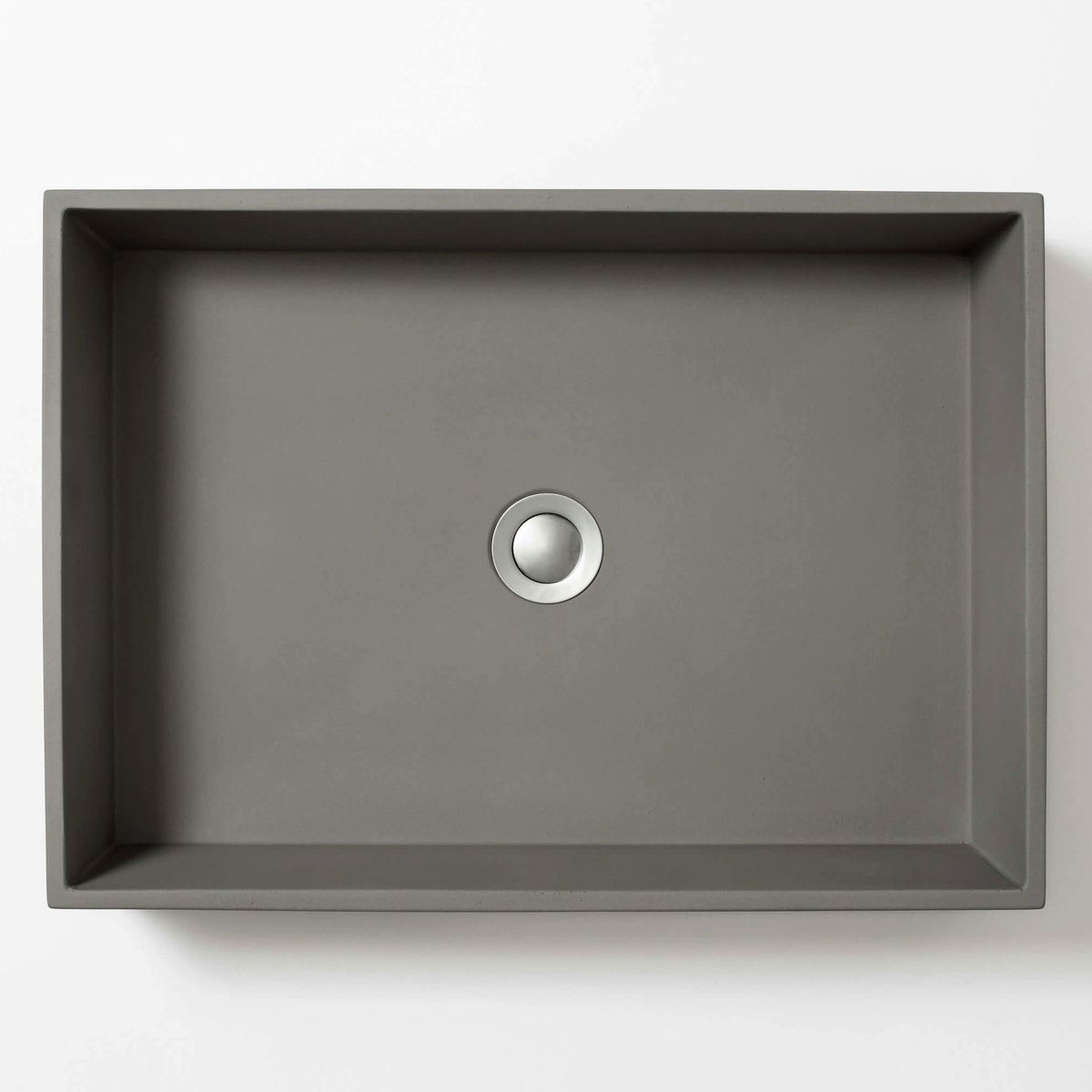 Baly Large Rectangular Concrete Vessel Basin - Dark Grey