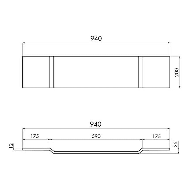 Solid Surface Bath Caddy 94 x 20 - Matte White