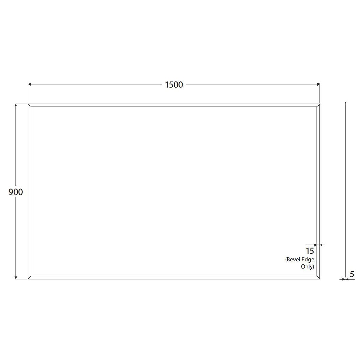 Pencil Edge 1500 x 900mm Rectangular Glue-On Mirror