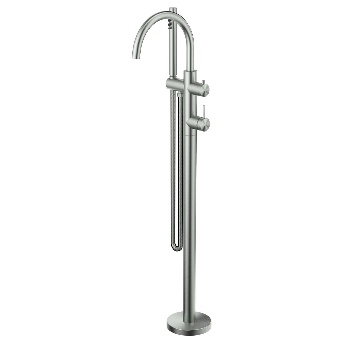 Mica Freestanding Bath Mixer with Hand Shower, Brushed Nickel
