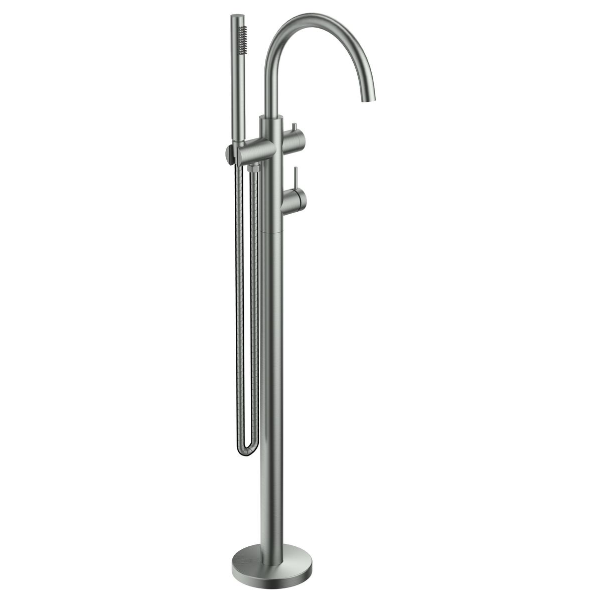 Mica Freestanding Bath Mixer with Hand Shower, Brushed Nickel