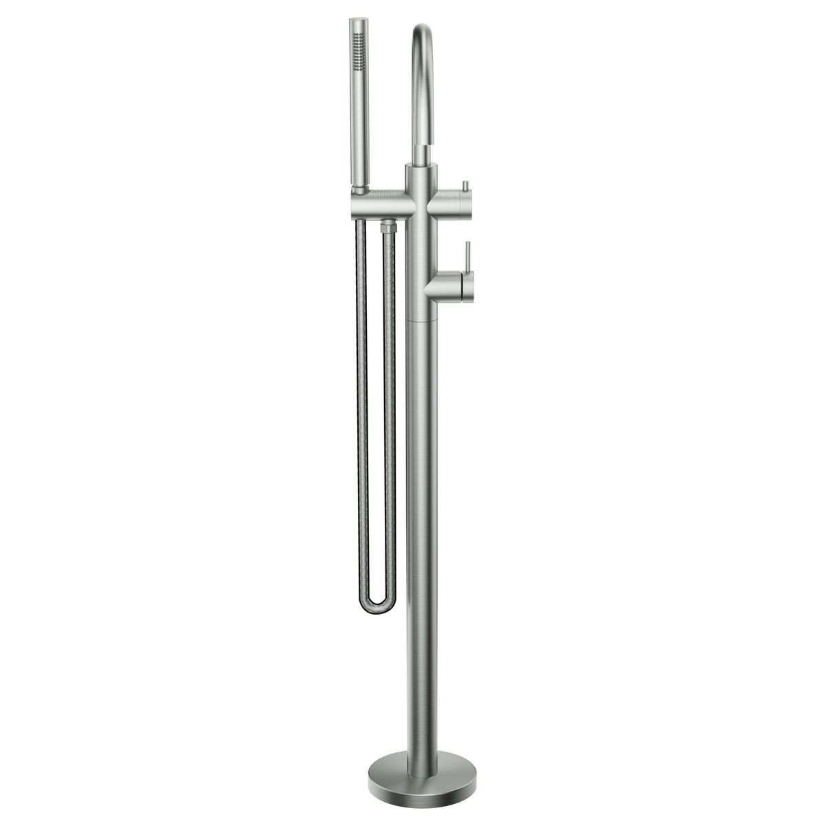 Mica Freestanding Bath Mixer with Hand Shower, Brushed Nickel