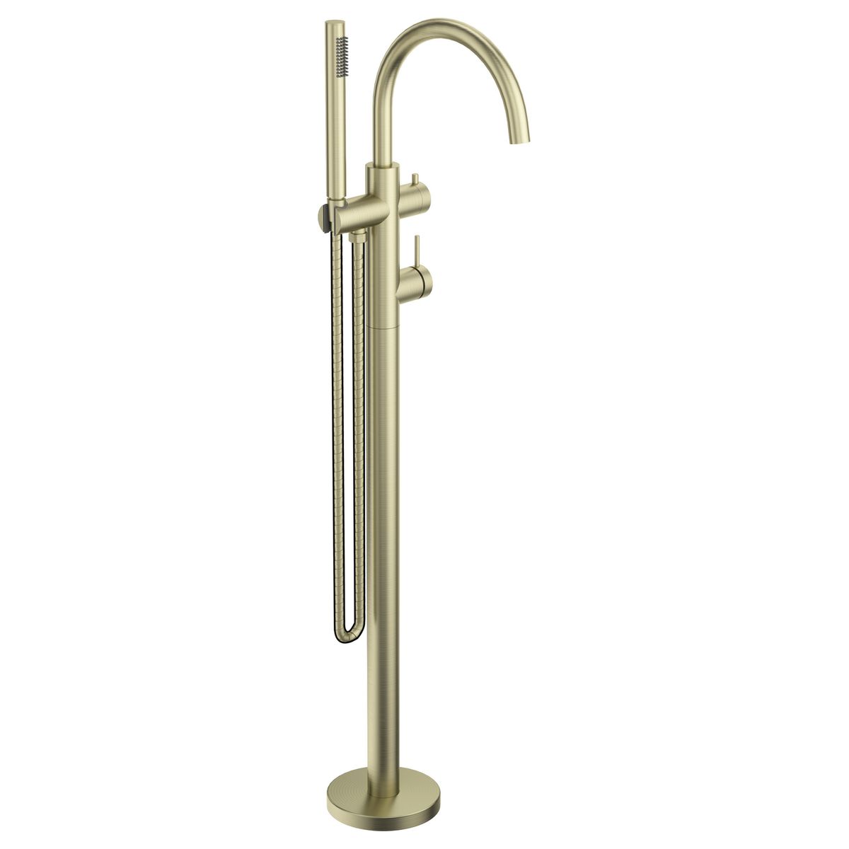 Mica Freestanding Bath Mixer with Hand Shower, French Gold