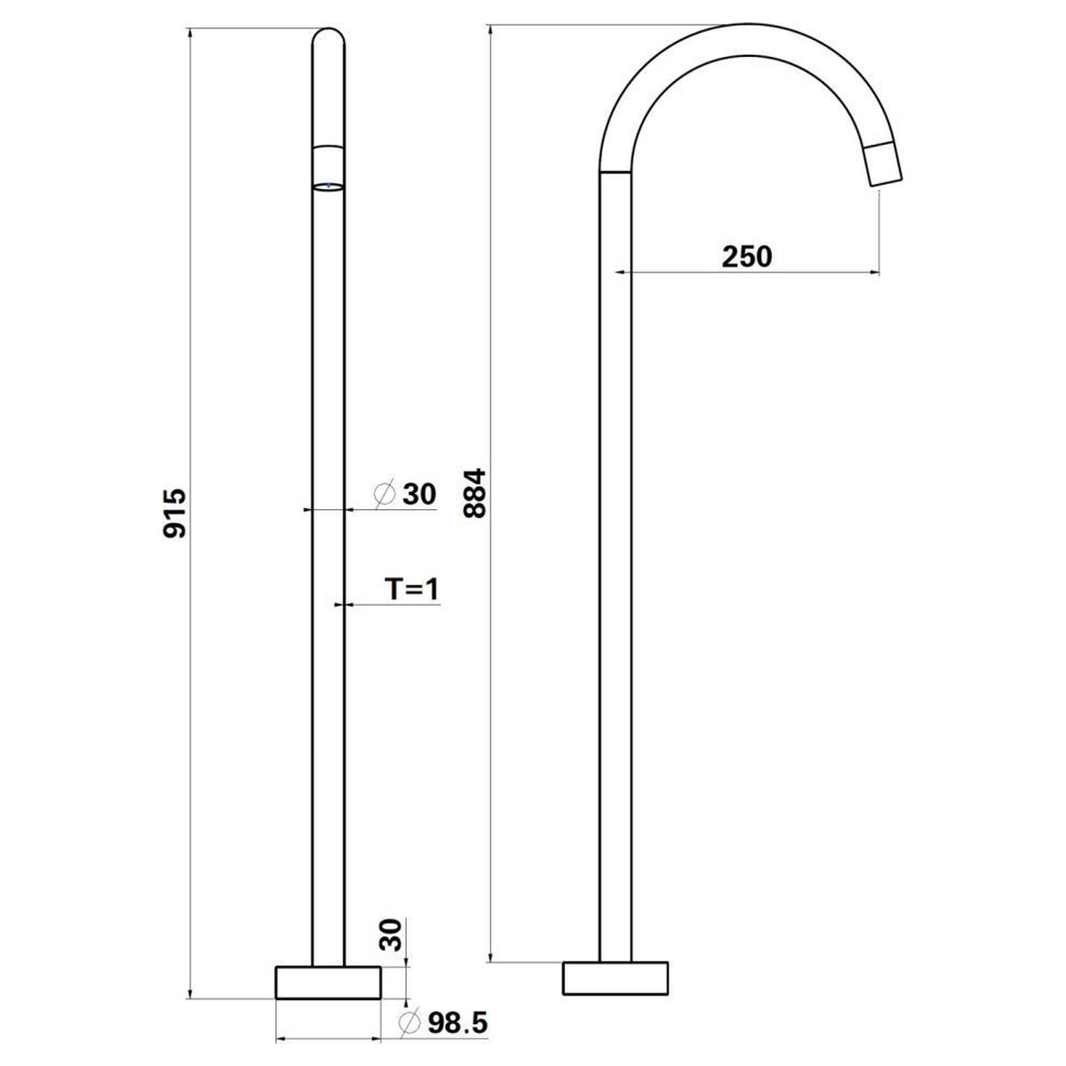 Mica Freestanding Bath Spout, Gunmetal