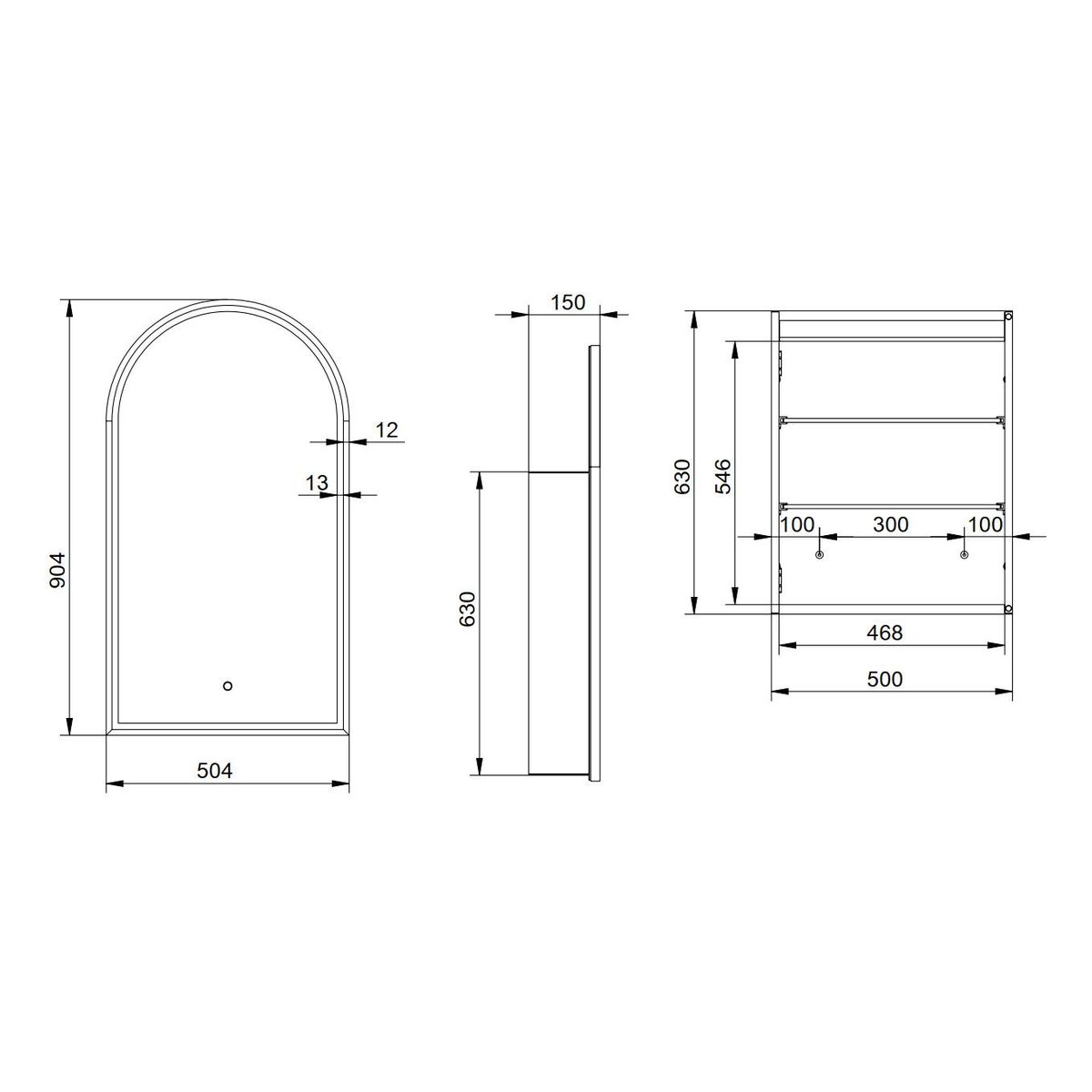 Blanca LED Shaving Cabinet - Georgian Metal