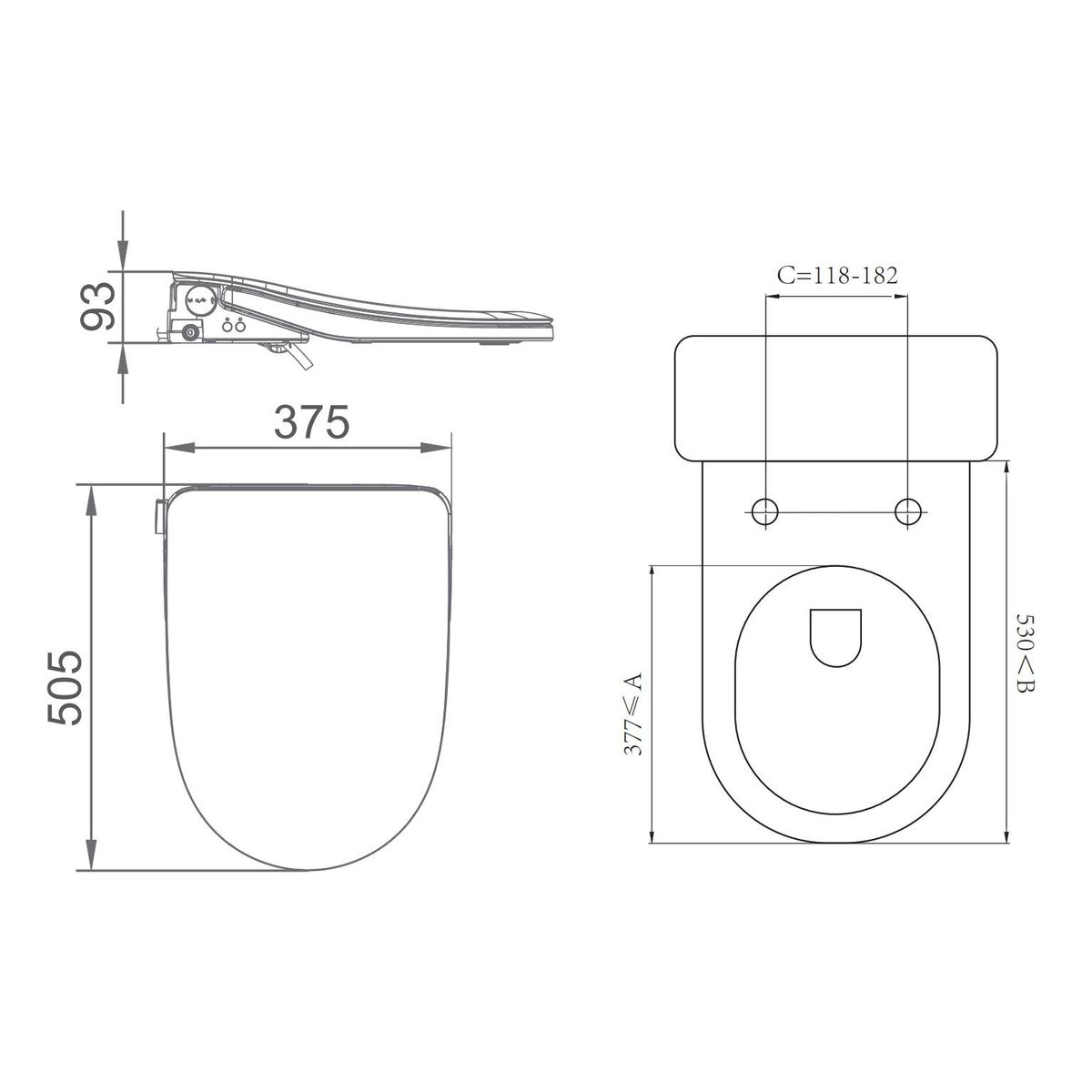 Thea Luxury Toilet Bidet Seat With Auto Open/Close Lid