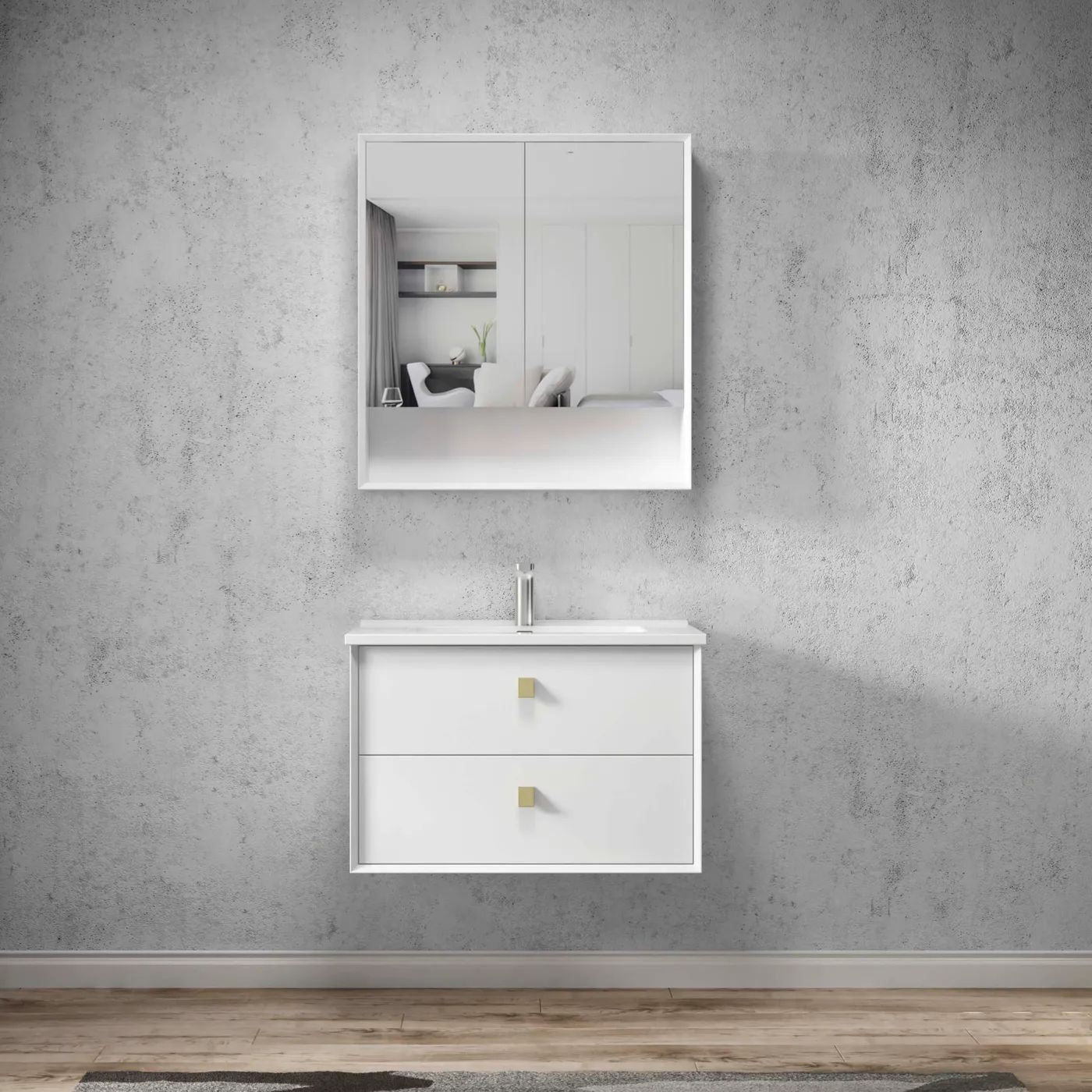 Boston 750 Wall-Hung Shaving Cabinet Matte White