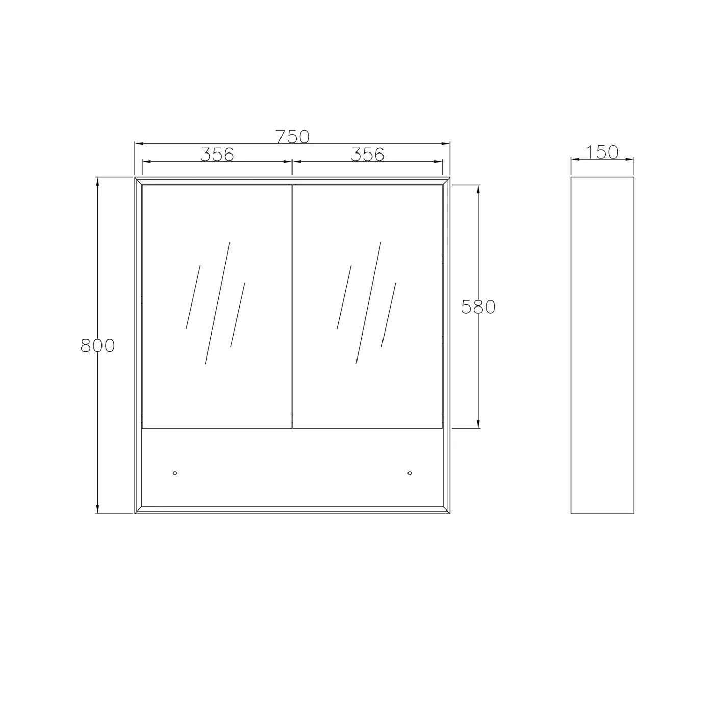 Boston 750 Wall-Hung Shaving Cabinet Matte White