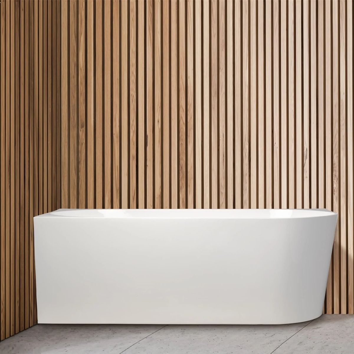 Auris 1500mm Corner Back to Wall Bathtub in Matte White - Left Side Corner