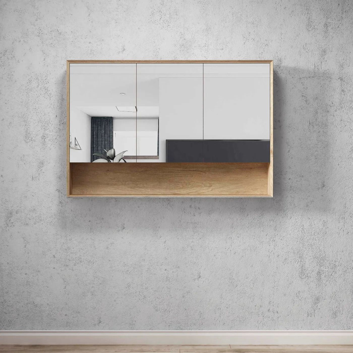 Byron 1200 Wall-Hung Shaving Cabinet Natural Oak