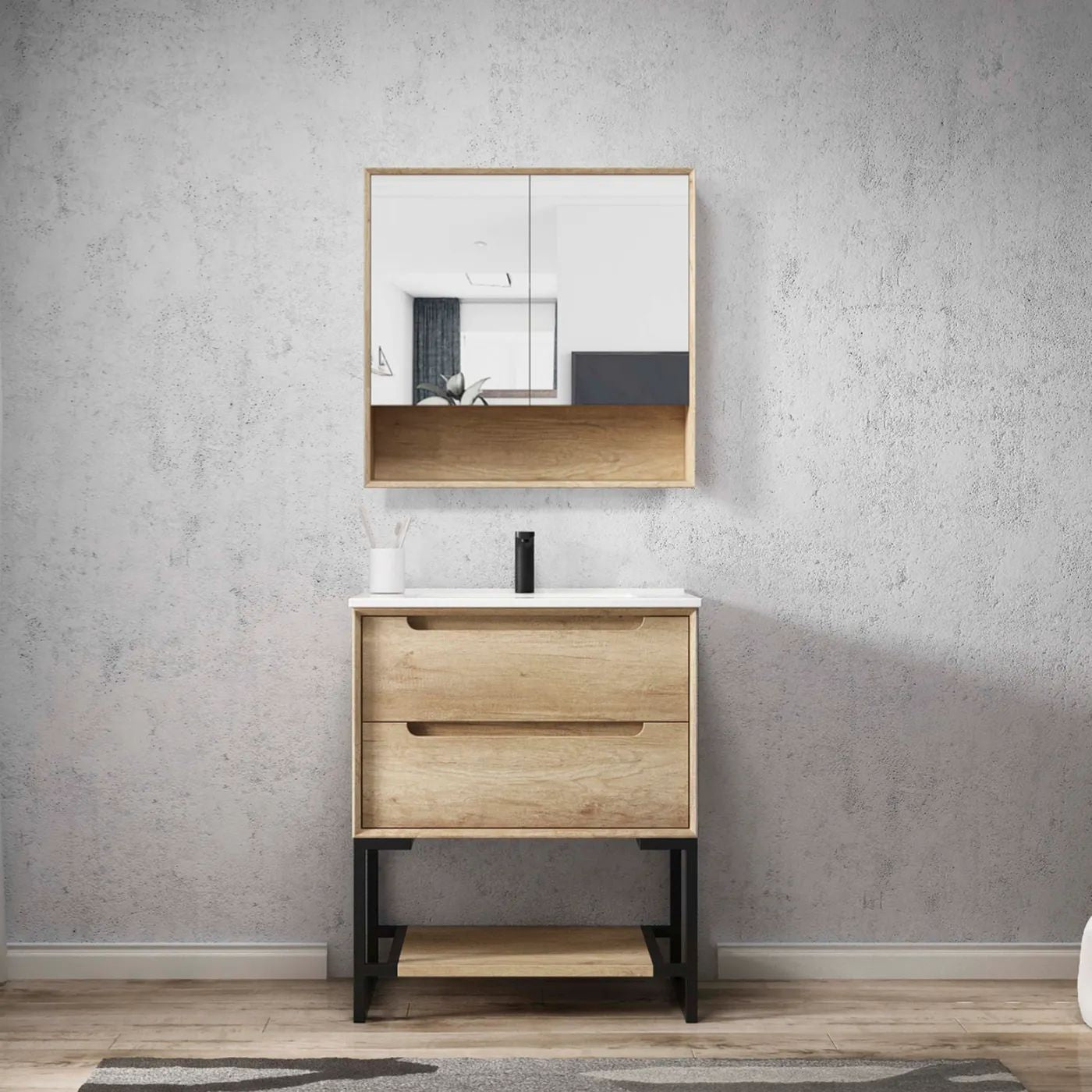 Byron 750 Wall-Hung Shaving Cabinet Natural Oak