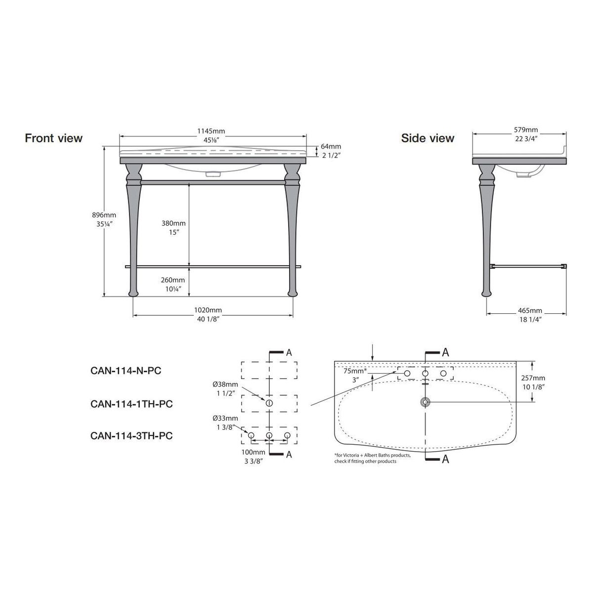 Candella 114 Washstand, 1 Taphole